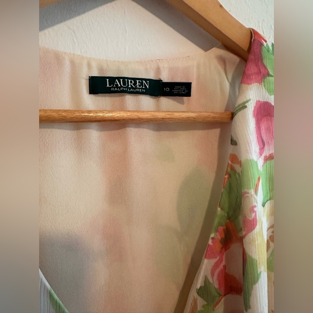 Ralph Lauren Georgette Surplice Floral Dress Sz 8 - Picture 6 of 7